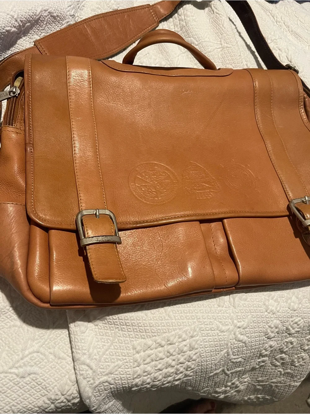 Leather Messenger/Satchel/Briefcase Bag - Tan Piel Brand Northern Tier Scouts